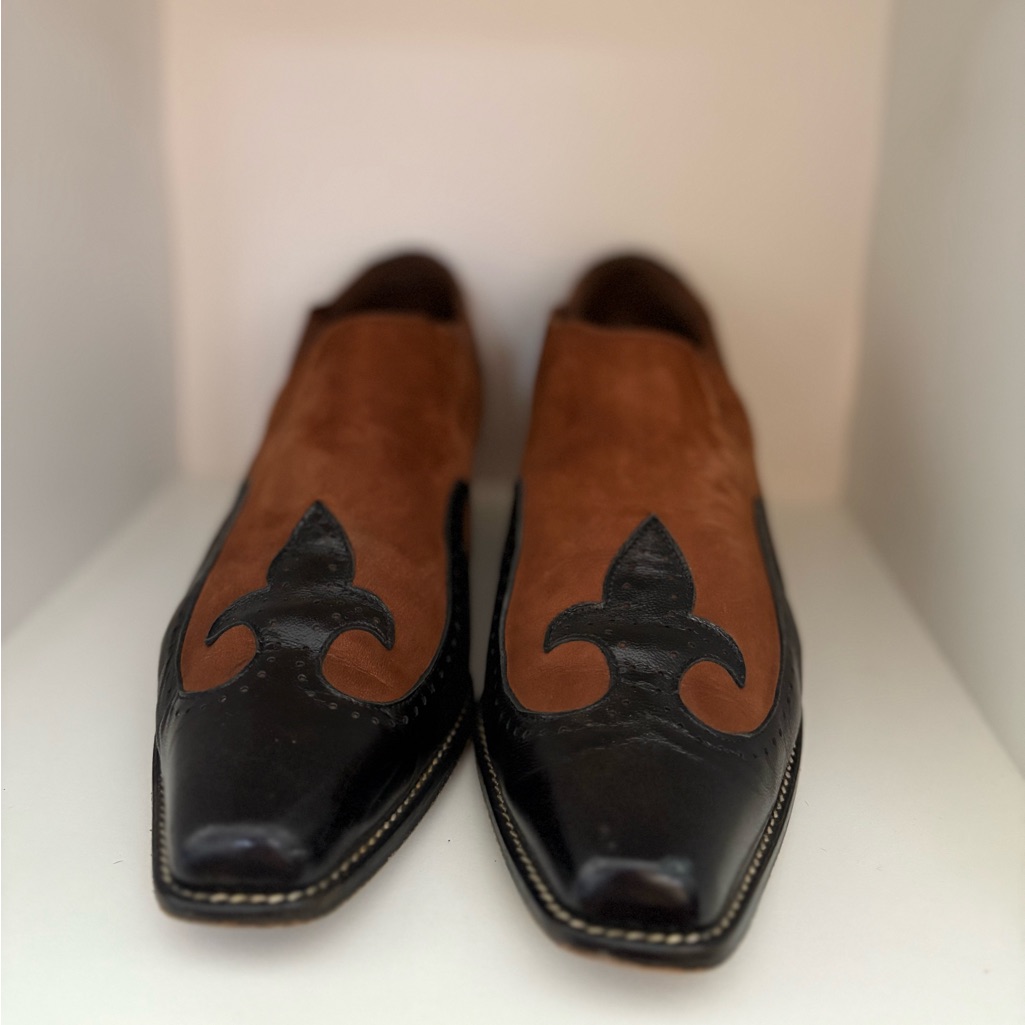 Donald J. Pliner Black And Brown Low Cut Cowboy Boots